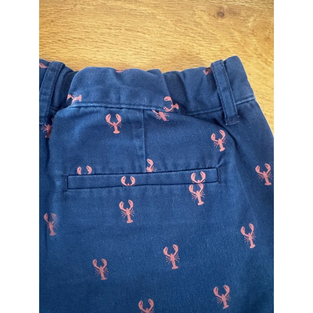 Crewcuts J.Crew Boys Navy Blue Lobster Print Chino Shorts Size 8 Nautical Preppy